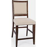 Fairview Counter Stool in Distressed Oak Finish & Cream Fabric (Set of 2)